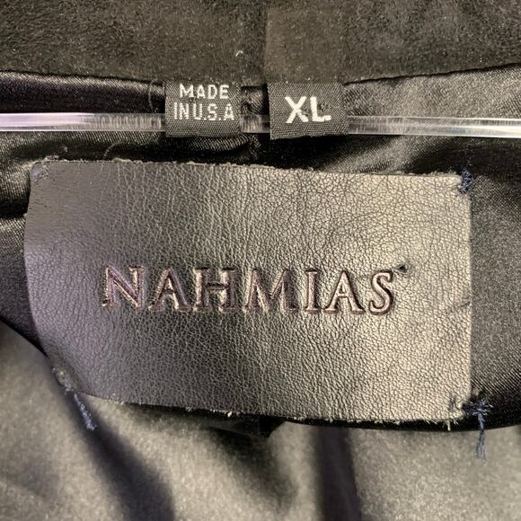 NAHMIAS Size XL Black White Leather Suede Peak Lapel Jacket - Picture 5 of 6